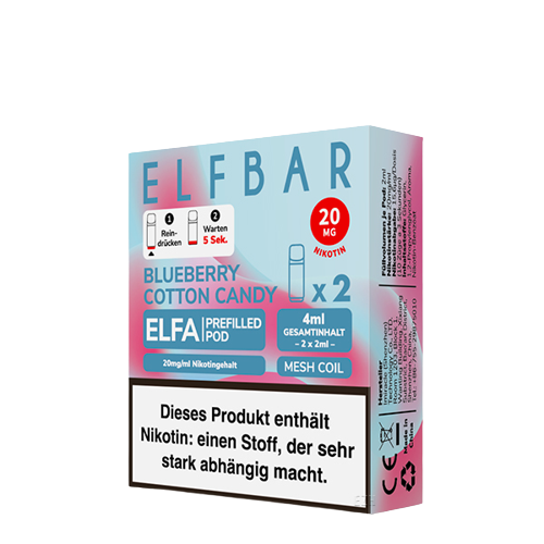 ELF BAR - ELFA PREFILLED POD - BLUEBERRY COTTON CANDY - 2ML - PACK OF 2