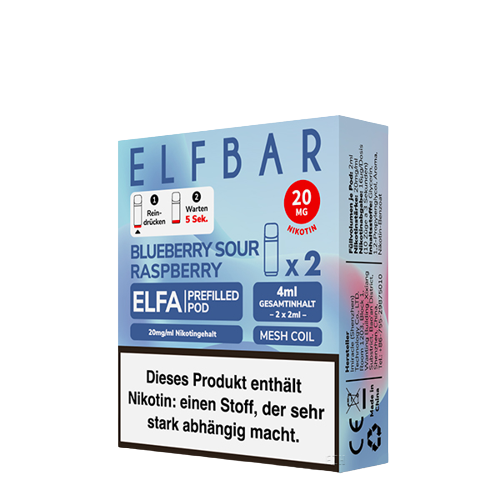 ELF BAR - ELFA PREFILLED POD - BLUEBERRY SOUR RASPBERRY - 2ML - 2ER PACK