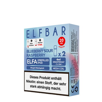 ELF BAR - ELFA PREFILLED POD - BLUEBERRY SOUR RASPBERRY - 2ML - PACK OF 2