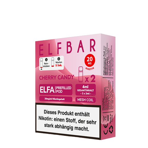 ELF BAR - ELFA PREFILLED POD - CHERRY CANDY - 2ML - 2ER PACK