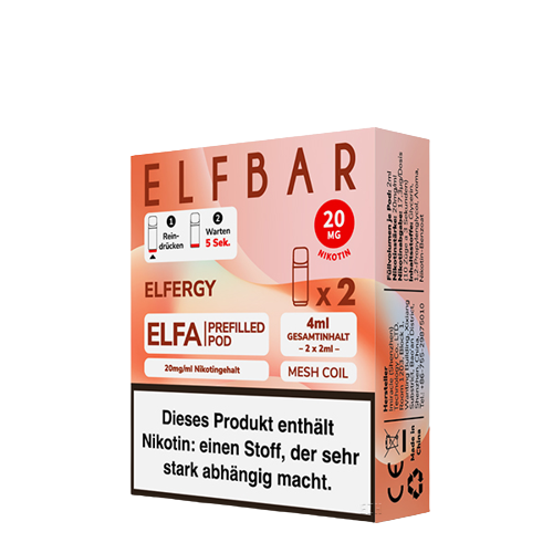 ELF BAR - ELFA PREFILLED POD - ELFERGY - 2ML - PACK OF 2