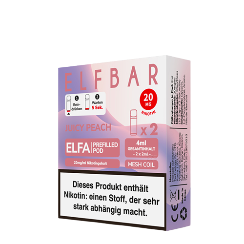 ELF BAR - ELFA PREFILLED POD - JUICY PEACH - 2ML - PACK OF 2