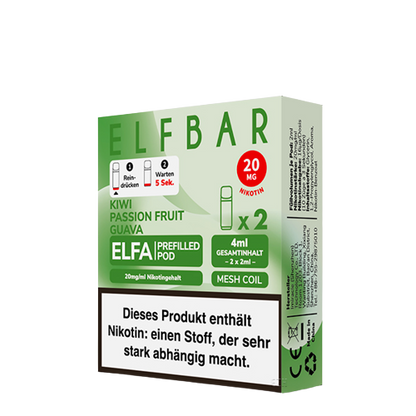 ELF BAR - ELFA PREFILLED POD - KIWI PASSIONSFRUIT GUAVA - 2ML - 2ER PACK