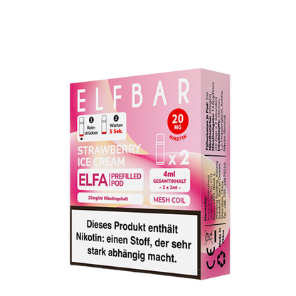 ELF BAR - ELFA PREFILLED POD - STRAWBERRY ICE CREAM - 2ML - PACK OF 2