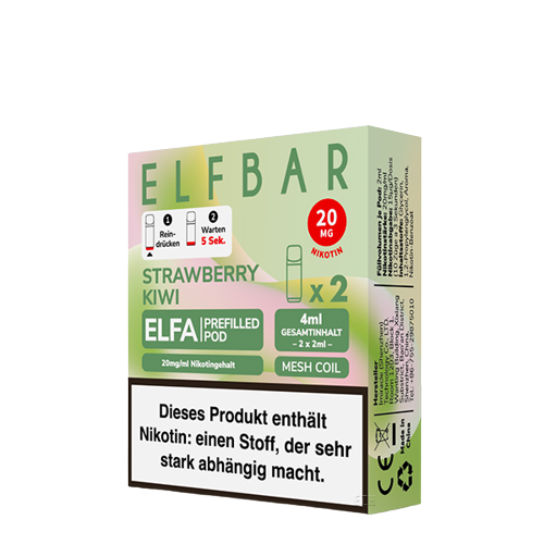 ELF BAR - ELFA PREFILLED POD - STRAWBERRY KIWI - 2ML - PACK OF 2