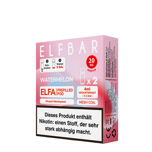 ELF BAR - ELFA PREFILLED POD - WATERMELON - 2ML - PACK OF 2