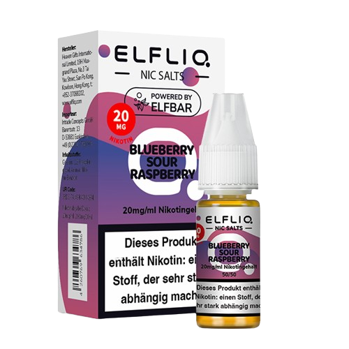 ELFBAR ELFLIQ BLUEBERRY SOUR RASPBERRY NIKOTINSALZ LIQUID 10ml (Kindersicherung) // Steuerware