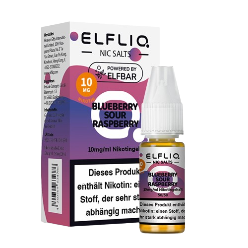 ELFBAR ELFLIQ BLUEBERRY SOUR RASPBERRY NIKOTINSALZ LIQUID 10ml (Kindersicherung) // Steuerware