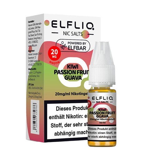 ELFBAR ELFLIQ KIWI PASSION FRUIT GUAVA NIKOTINSALZ LIQUID 10ml (Kindersicherung) // Steuerware