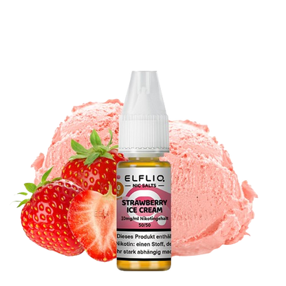 ELFBAR ELFLIQ STRAWBERRY ICE CREAM NIKOTINSALZ LIQUID 10ml (Kindersicherung) // Steuerware