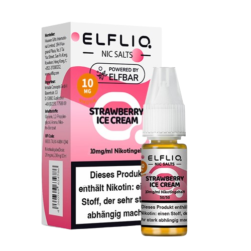 ELFBAR ELFLIQ STRAWBERRY ICE CREAM NIKOTINSALZ LIQUID 10ml (Kindersicherung) // Steuerware