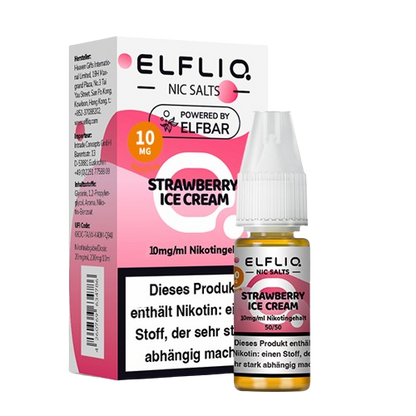 ELFBAR ELFLIQ STRAWBERRY ICE CREAM NIKOTINSALZ LIQUID 10ml (Kindersicherung) // Steuerware